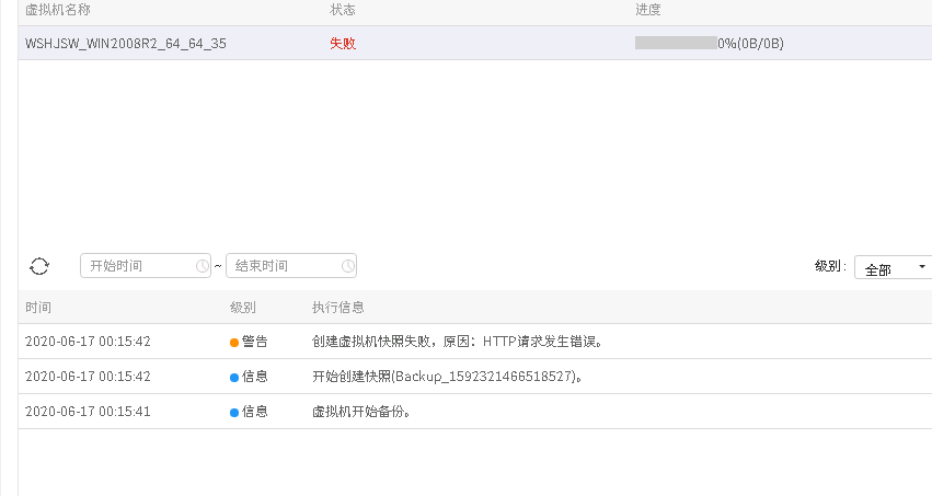 AnyBackup-AnyBackup 7.0 备份华为虚拟化任务失败，提示错误信息：创建虚拟机快照失败，HTTP 请求发生错误